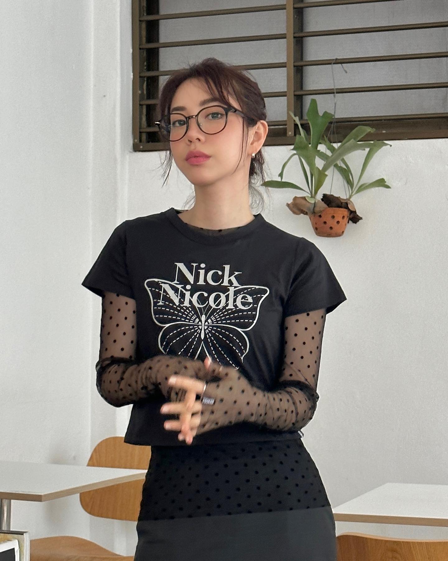 【Nick Nicole】NICOLE NARCISSUS FLOWER CROP TEE 3COLOR NICK&NICOLE NICOLE NARCISSUS FLOWER CROP TEE