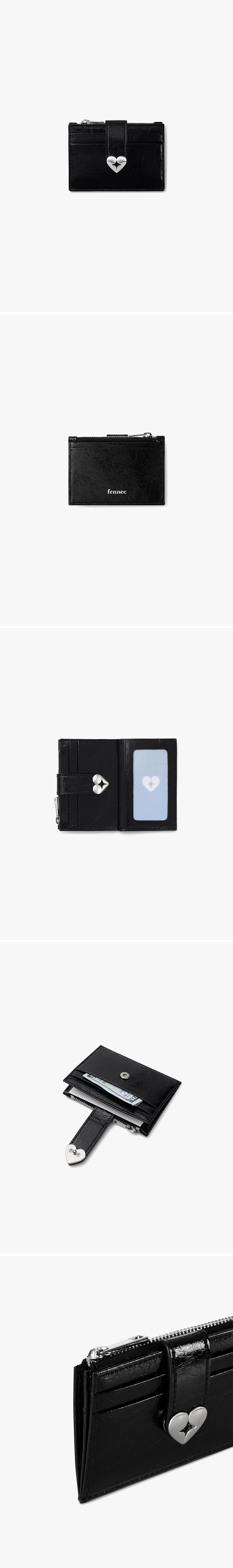 預購］韓國FENNEC HEARTY BRIDGE POCKET MINI 迷你愛心扣卡夾