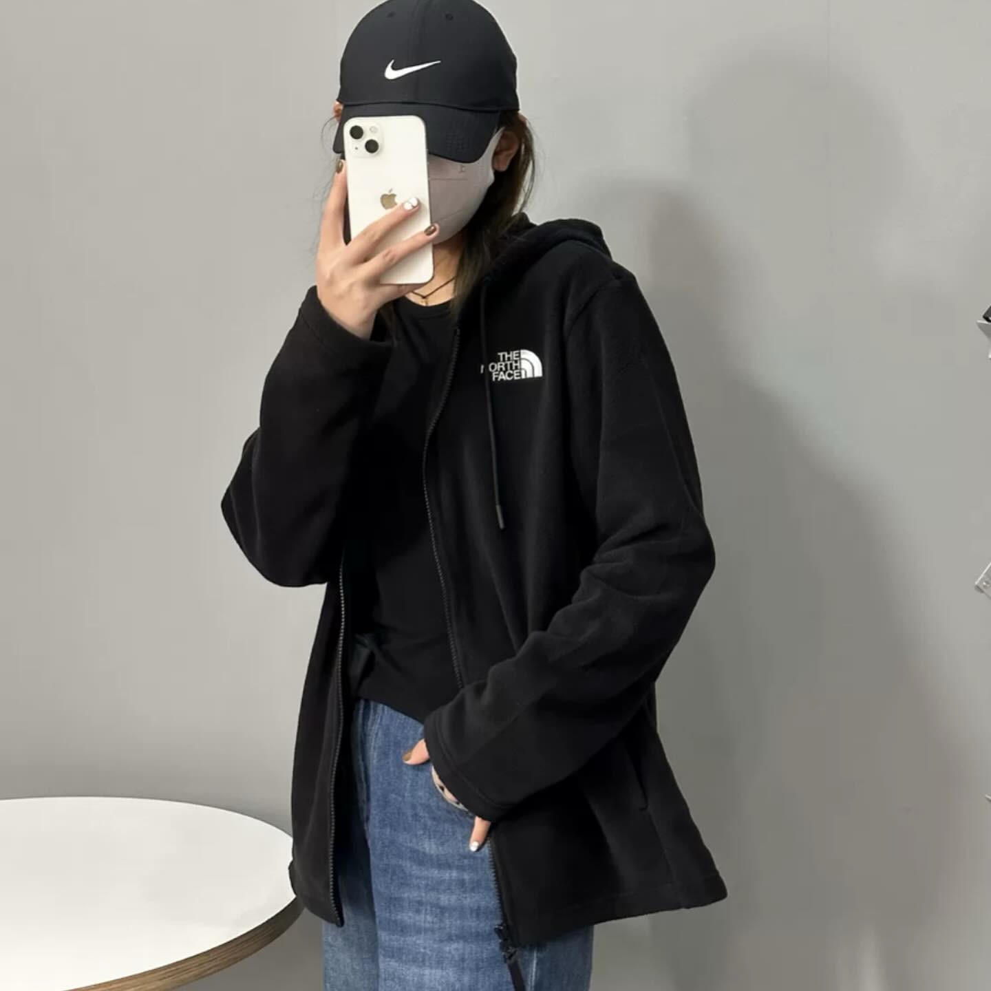 The north face hot sale knit stitch fleece hoodie