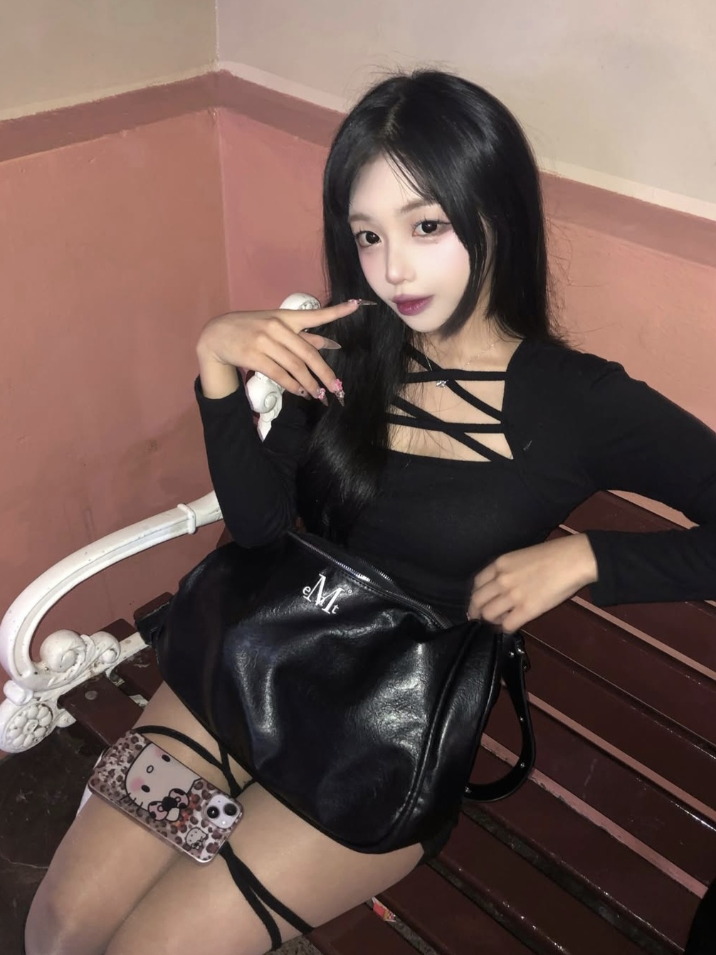ショルダーバッグ・ポシェット MUCENT POT DOUBLE WRINKLE LEATHER SHOULDER BAG 5BJH1045 現貨秒發⚡️］韓國MUCENT POT DOUBLE WRINKLE LEATHER SHOULDER