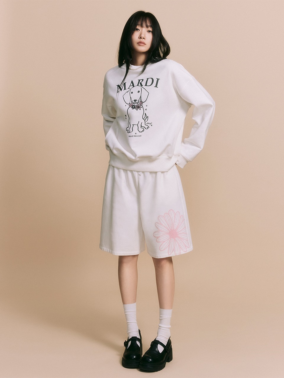 ★MARDI MERCREDI★OVERSIZED SWEAT BERMUDA FLOWER MARDI MERCREDI] OVERSIZED SWEAT BERMUDA FLOWER (5colours) – Ohue