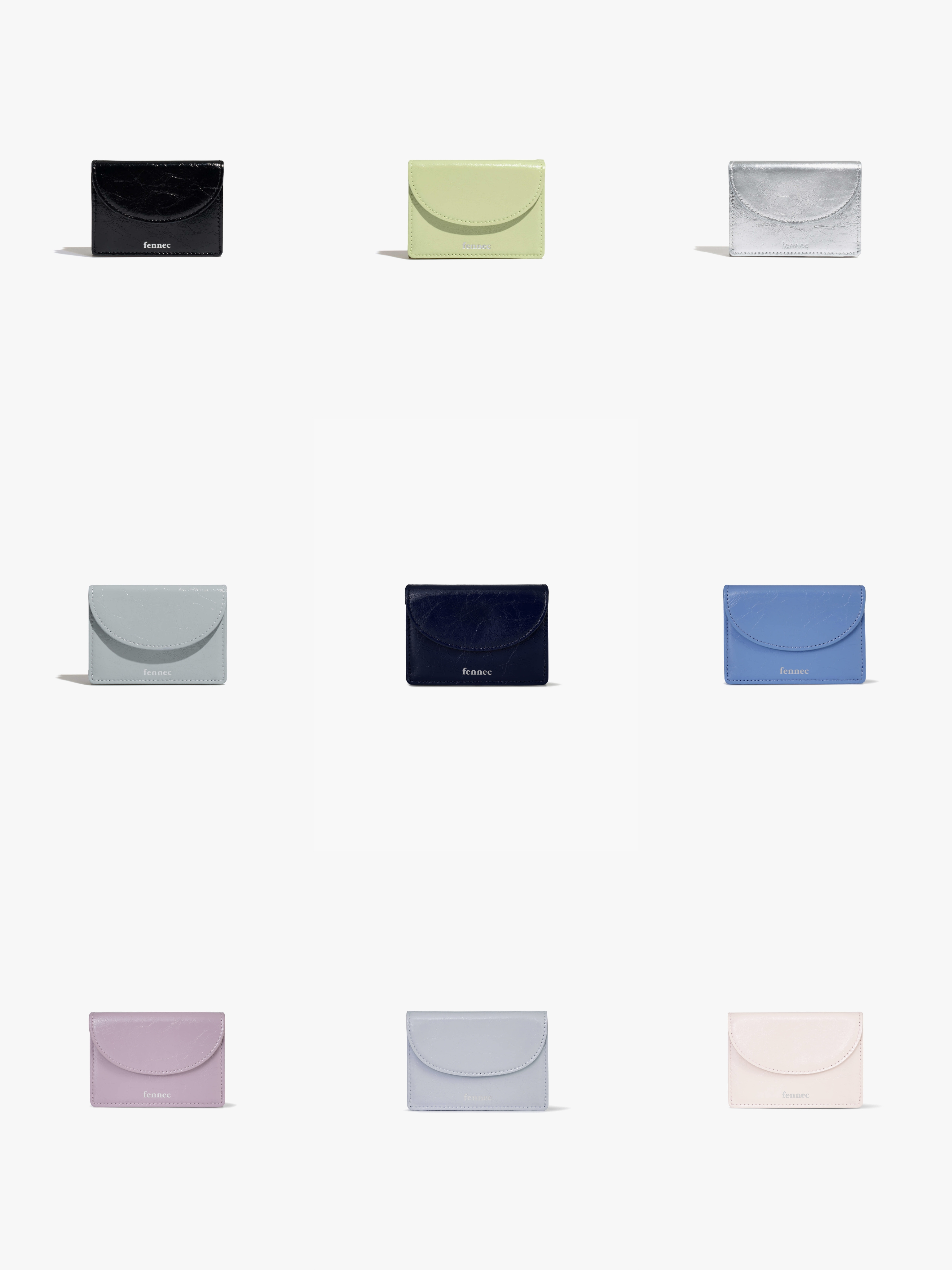 預購］韓國FENNEC CRINKLE HALFMOON MINI WALLET 摺紋半月三折短