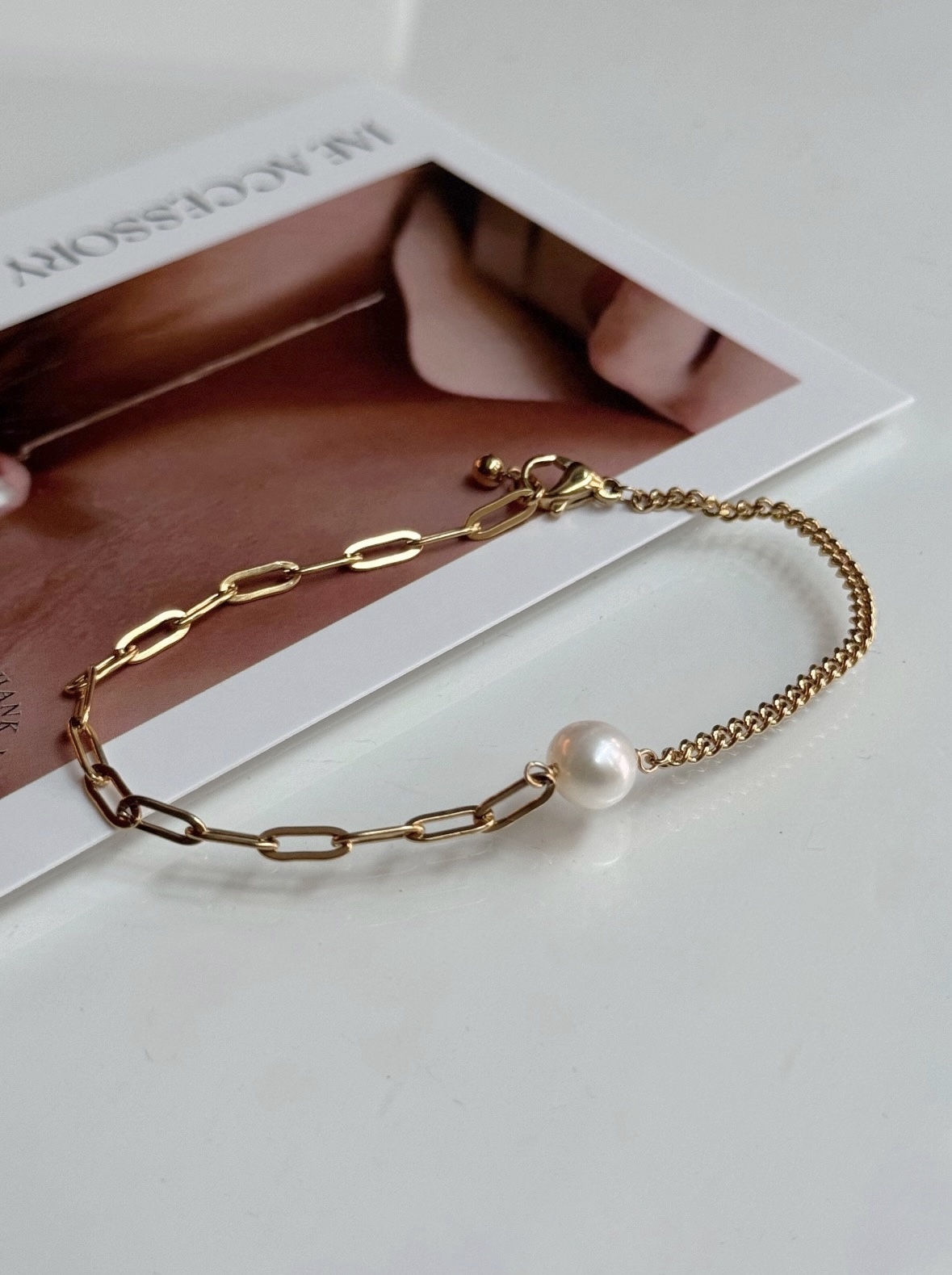 316L Chain Pearl Bracelet 造型雙鏈珍珠手鍊