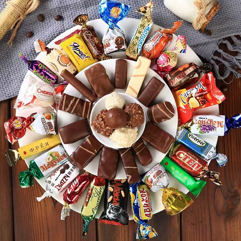俄罗斯进口风味糖果混合夹心巧克力零食大礼包结婚喜糖 500克/袋 質保12月