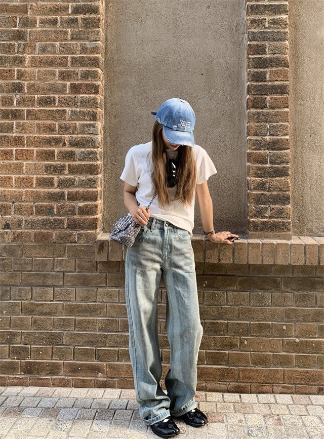 自留好版型不挑人顯腿直髒髒牛仔褲百搭直筒褲