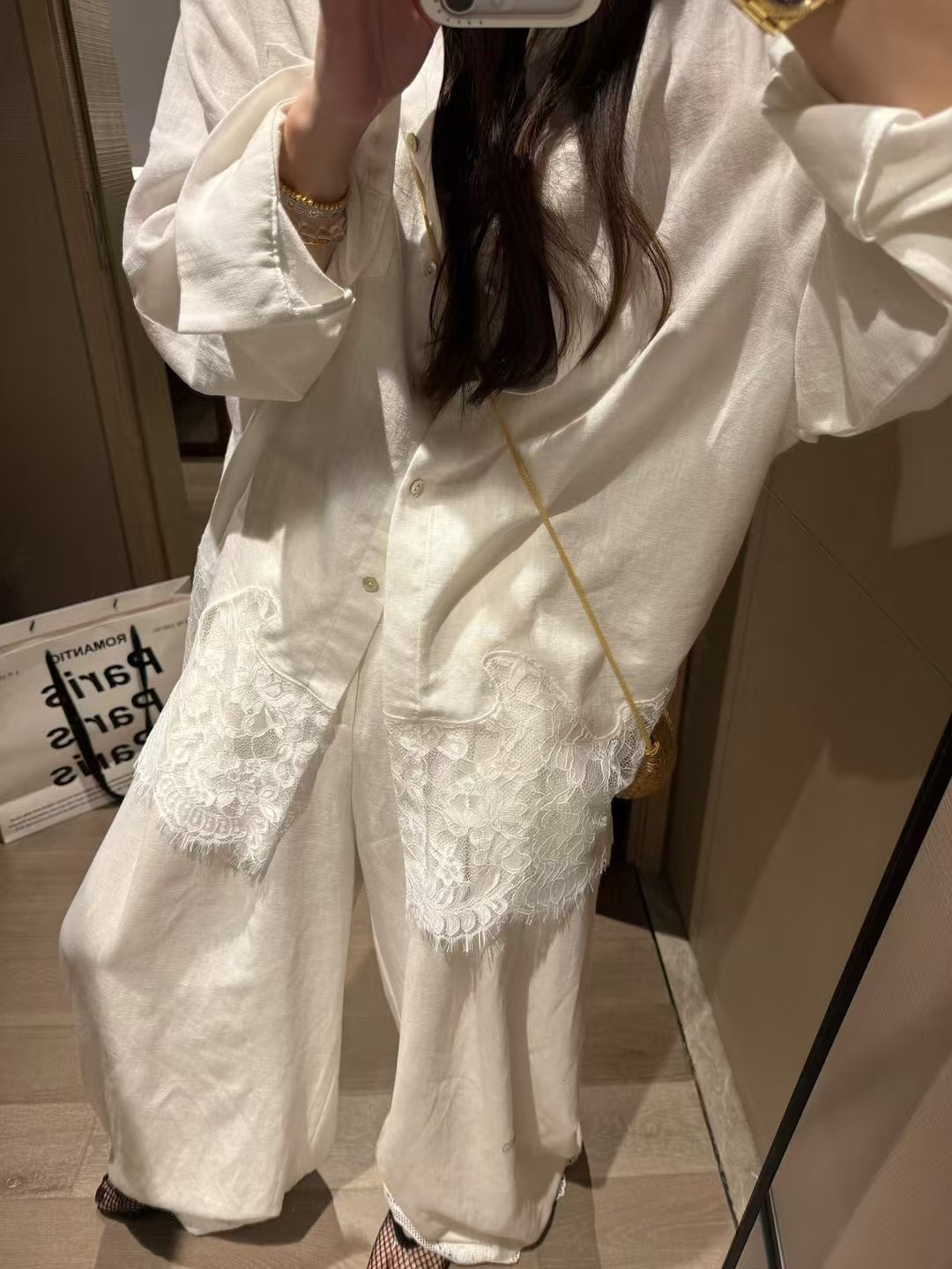 絲亞麻長袖蕾絲拼接防曬罩衫2