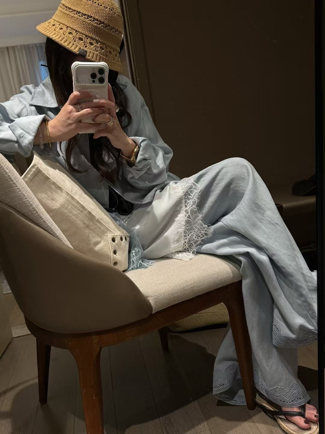絲亞麻長袖蕾絲拼接防曬罩衫12