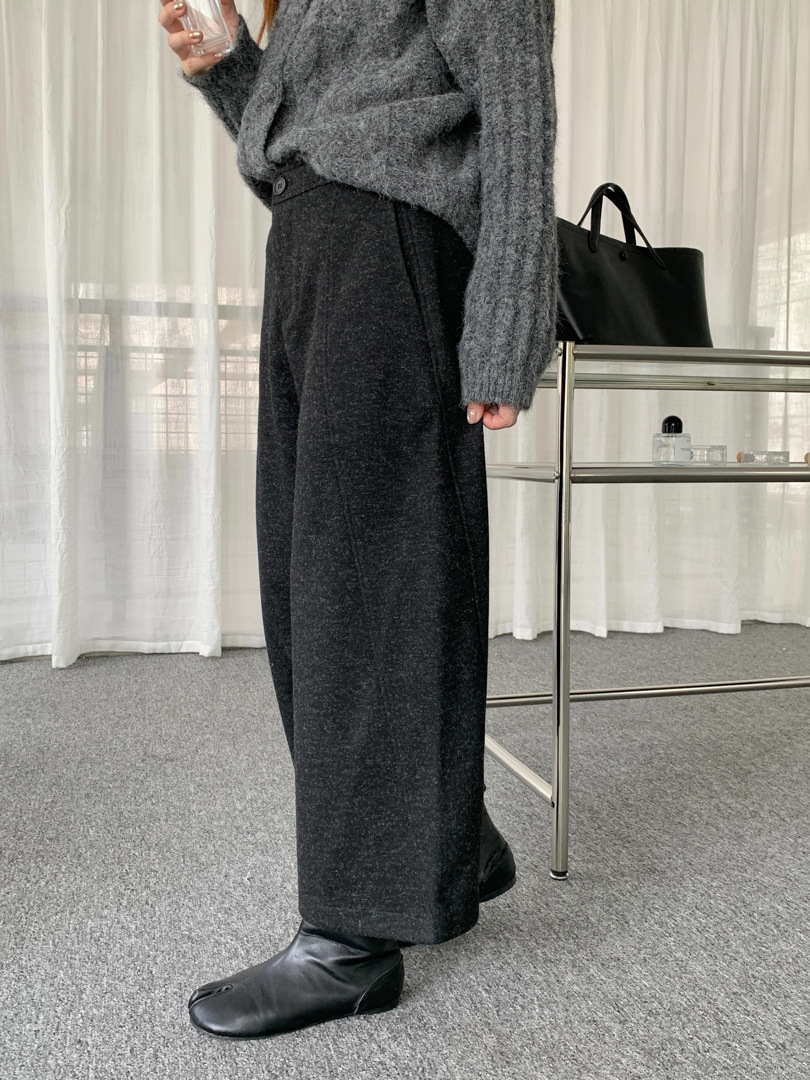 羊毛八分闊腿褲