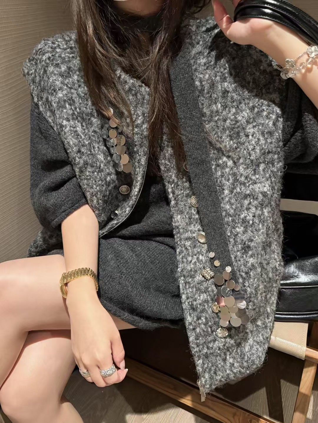 圈圈多扣毛圈棉馬甲背心