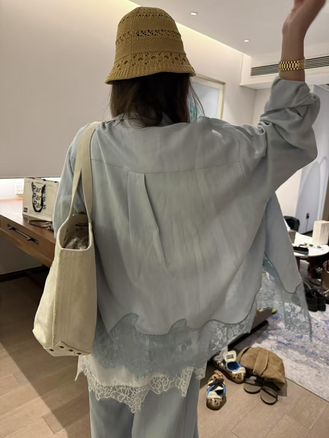 絲亞麻長袖蕾絲拼接防曬罩衫5