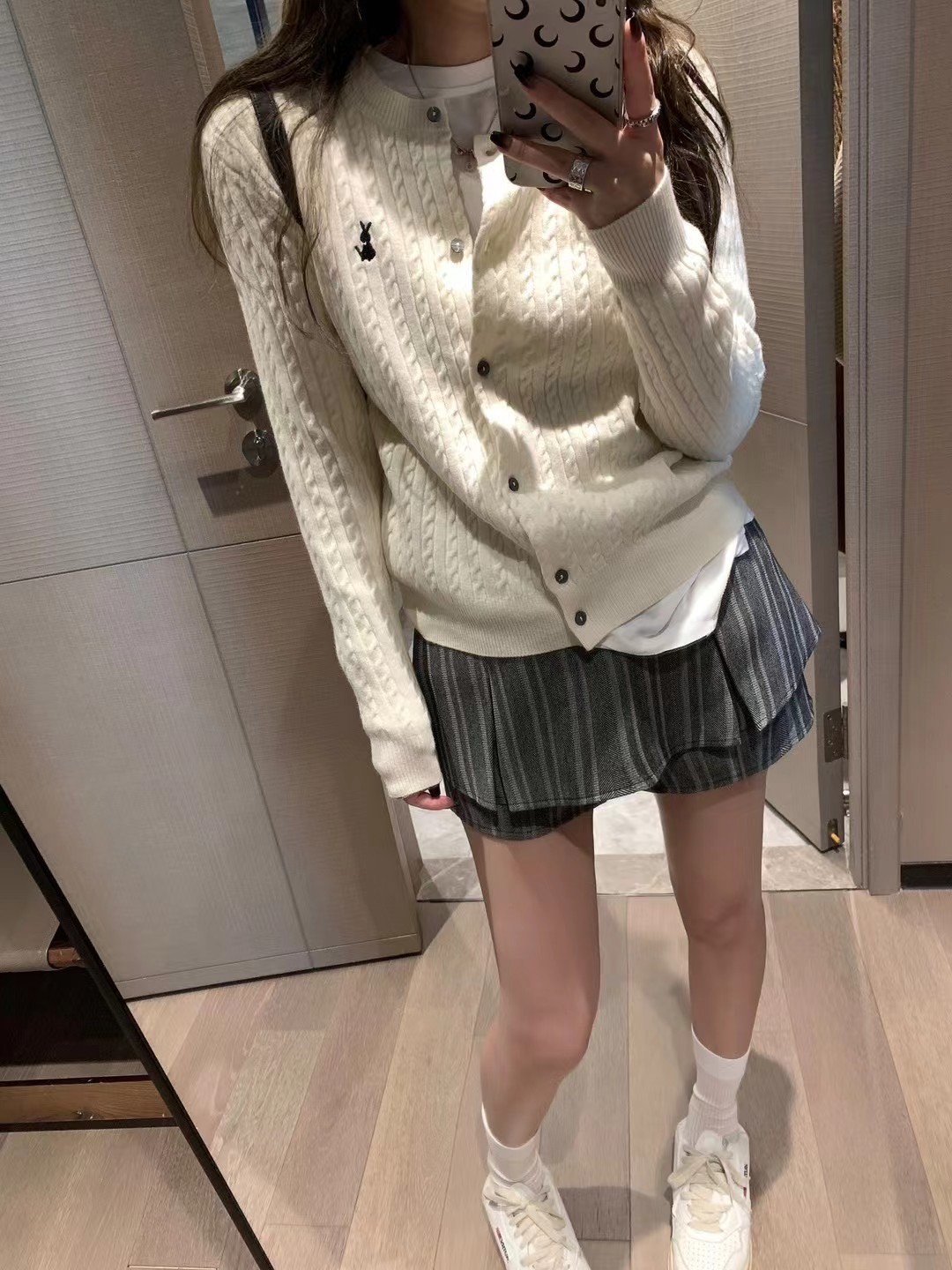 秋冬麻花麻花針織開衫外套