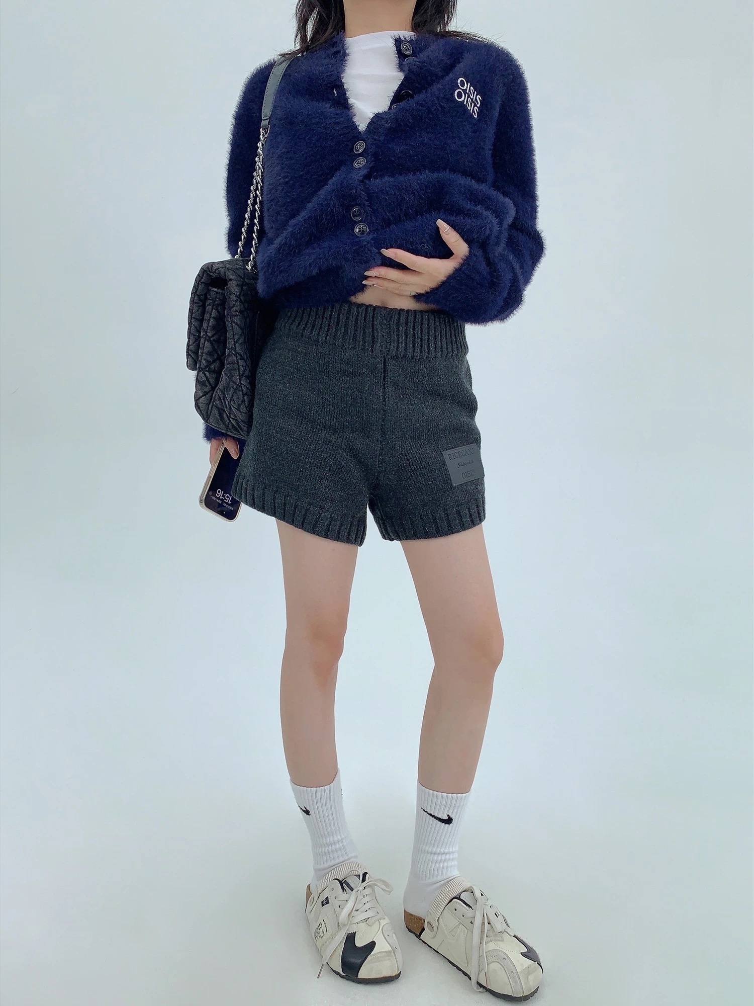 復古加厚針織短褲