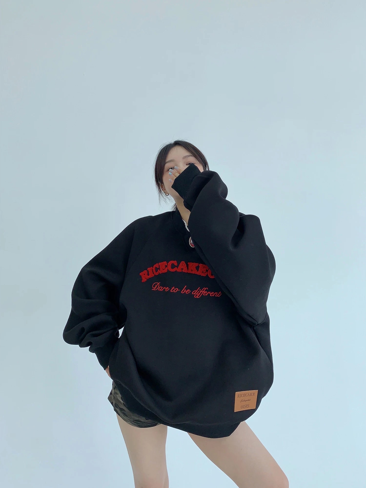 美式俏皮圓領oversize衛衣