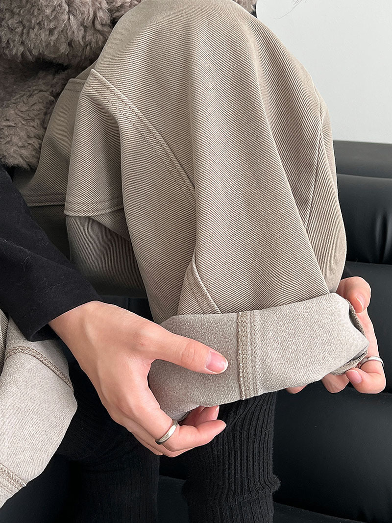 韓版高腰闊腿牛仔褲