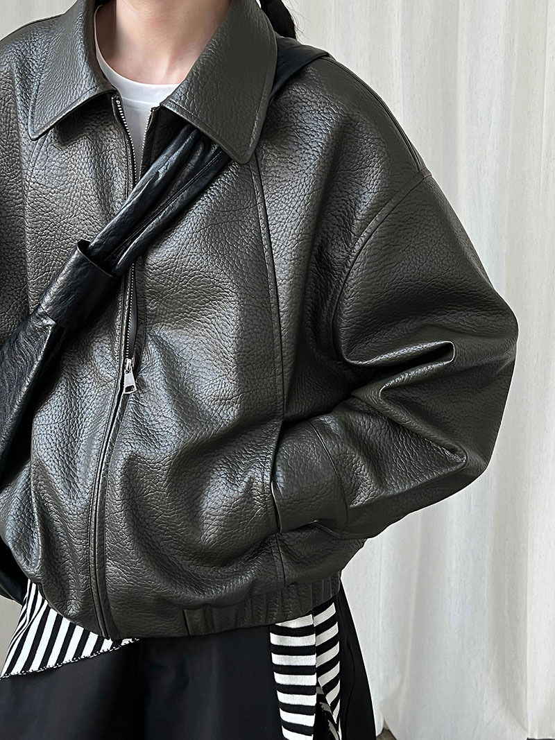 經典機車拉鍊皮衣外套
