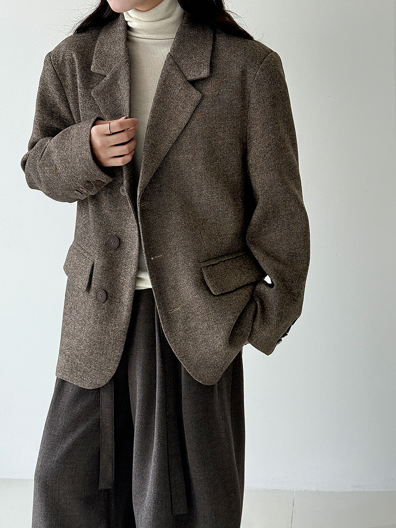 極簡高級羊毛粗花西裝外套 極簡高級羊毛粗花西裝外套
