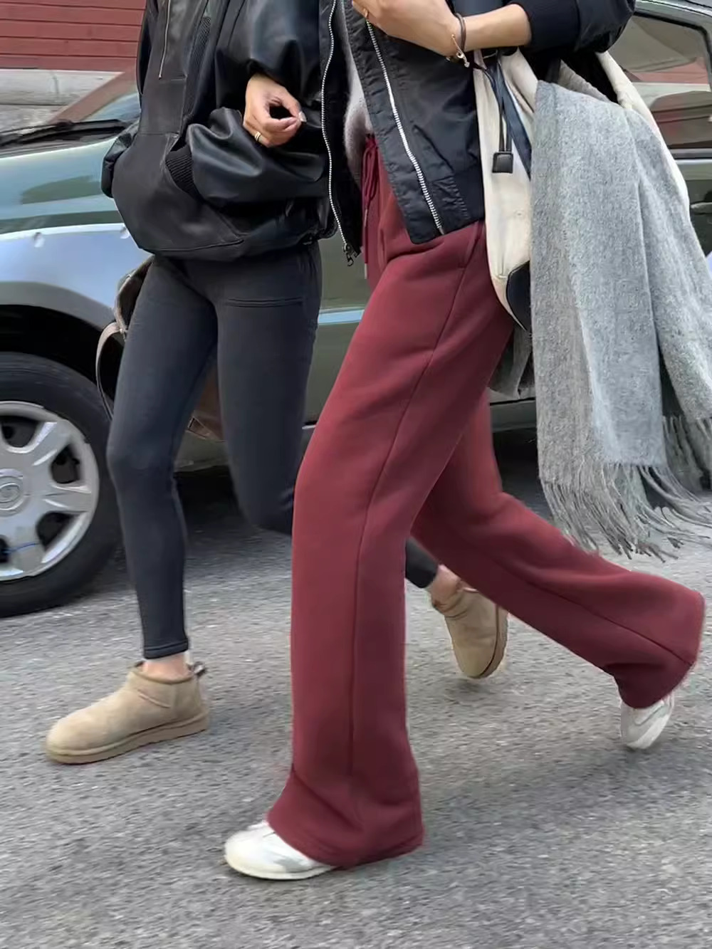 冬季運動褲款加絨衛褲休閒拖地微喇褲子18