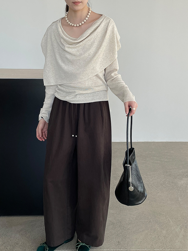 韓系氛圍感針織兩件套上衣