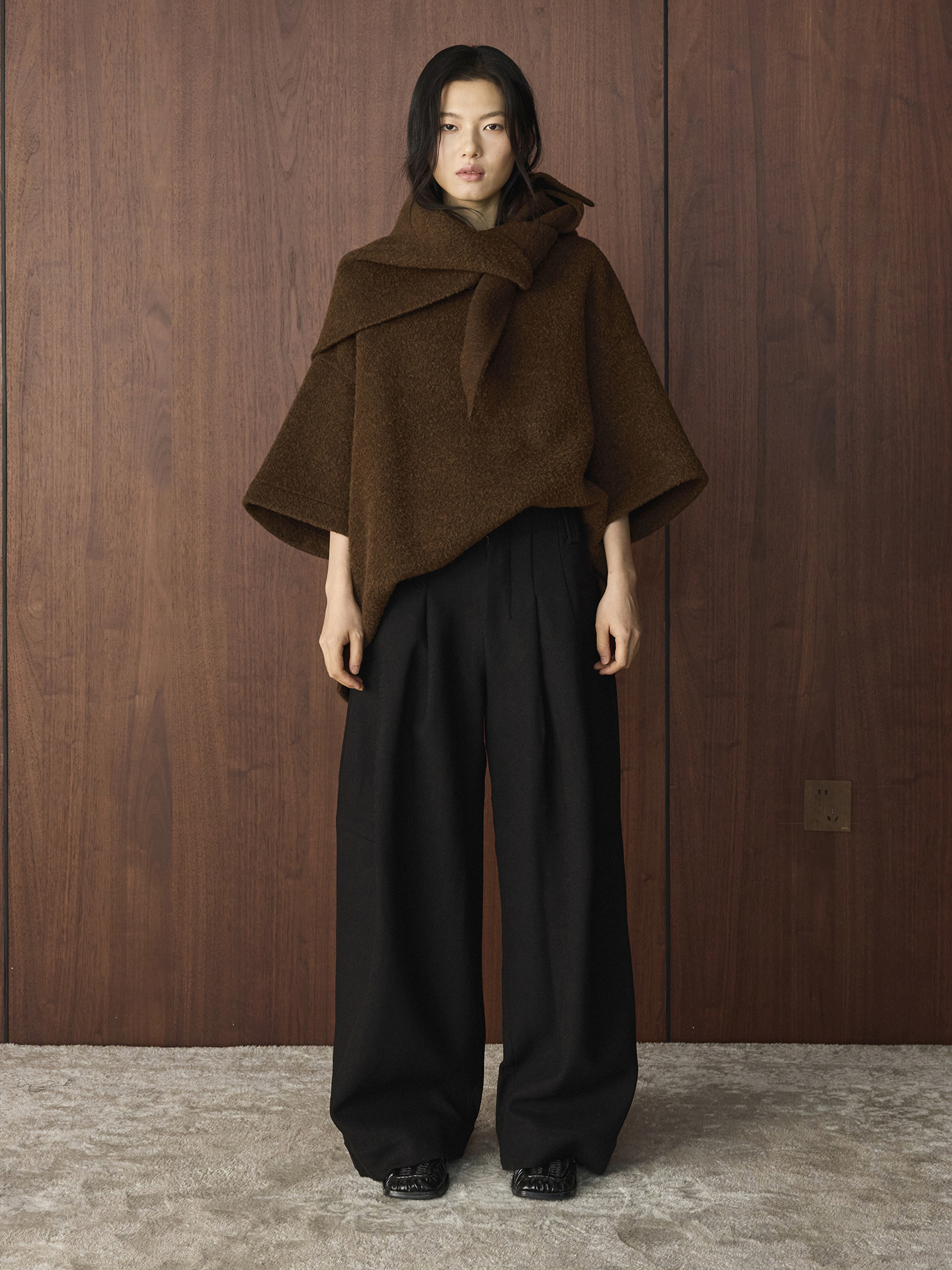 褶皺羊毛西裝寬褲