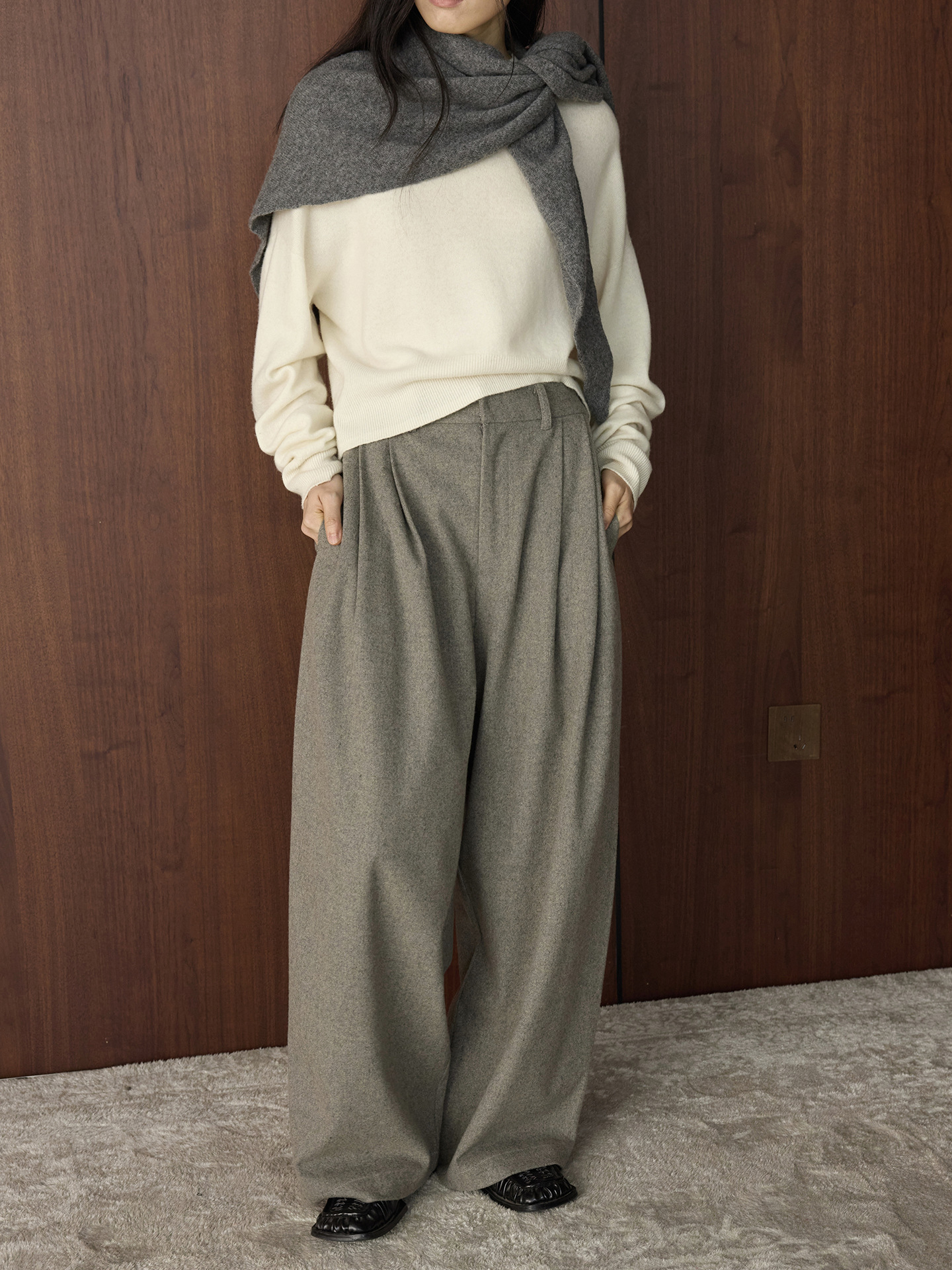 立體休閒高腰長褲