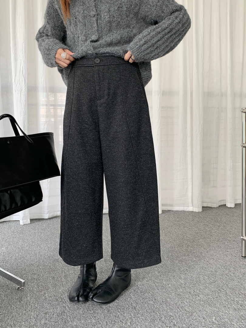 羊毛八分闊腿褲