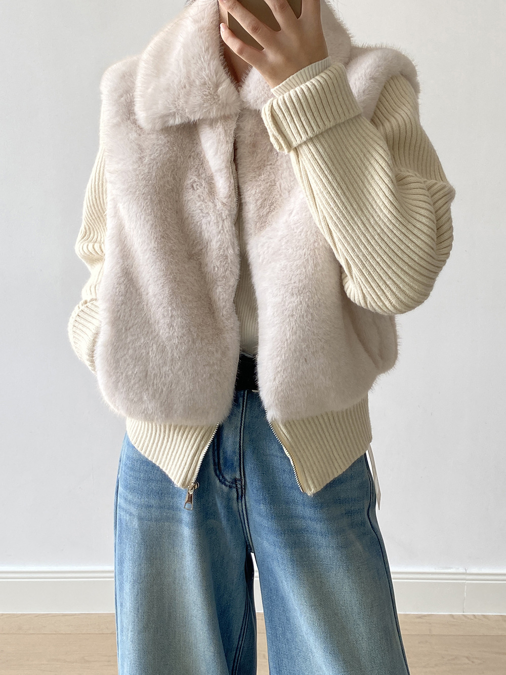 時髦設計感針織毛毛外套 時髦設計感針織毛毛外套