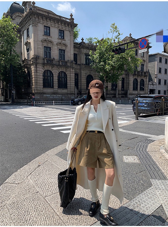 秋冬燈芯絨短褲A字高腰寬褲五分