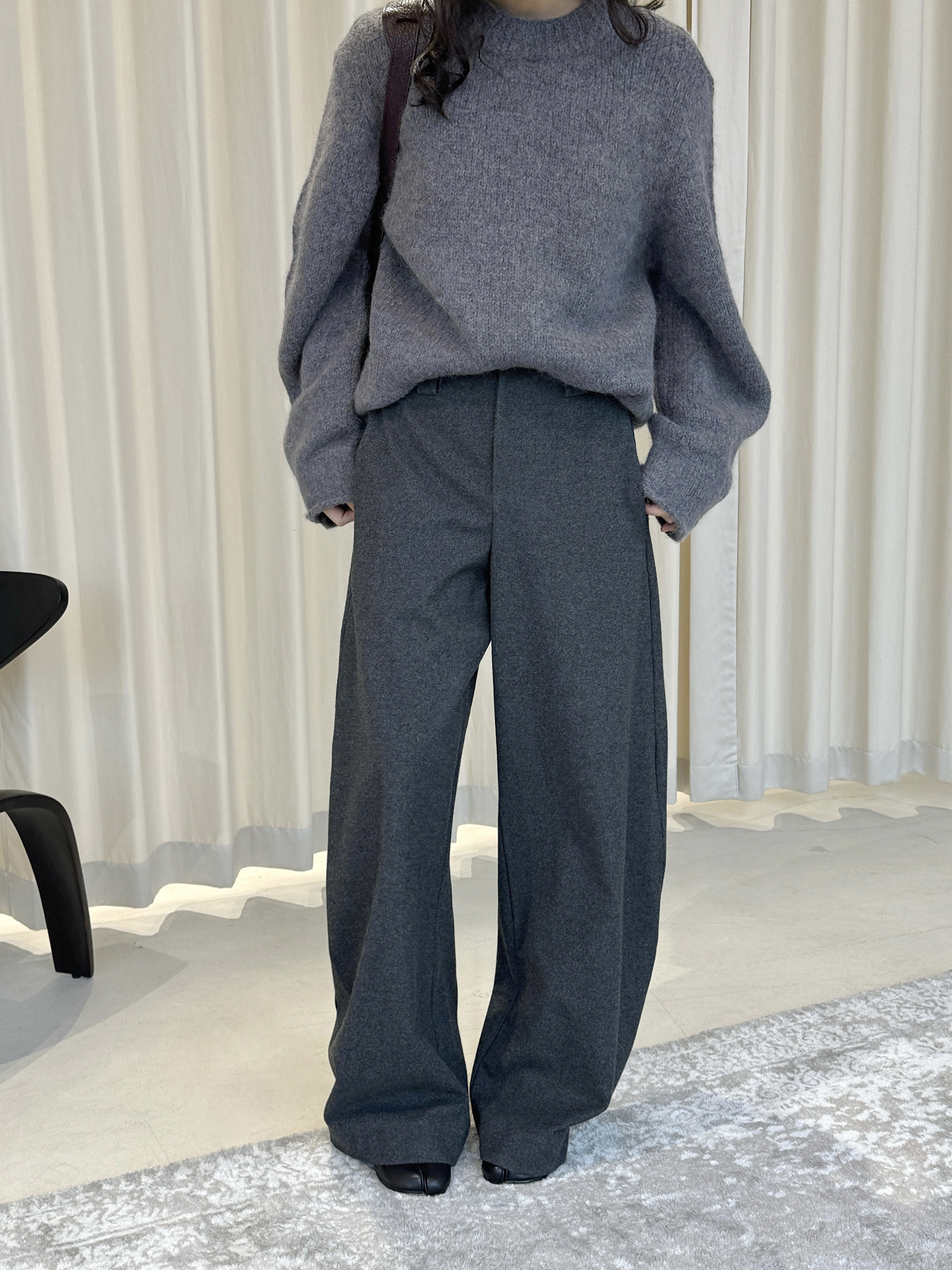 彎刀顯瘦西裝長褲