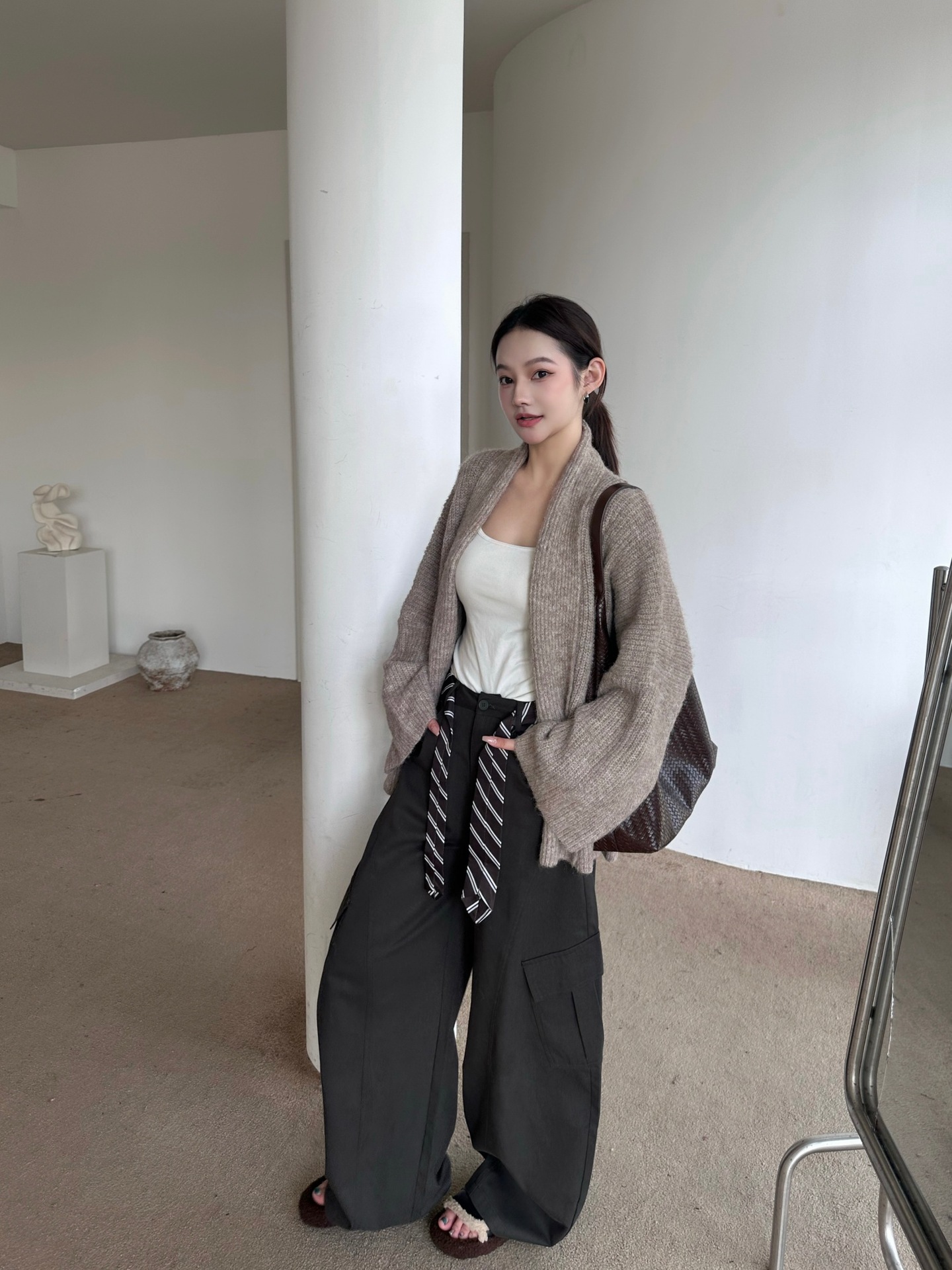 粗針毛衣短軟糯寬鬆鬆開衫