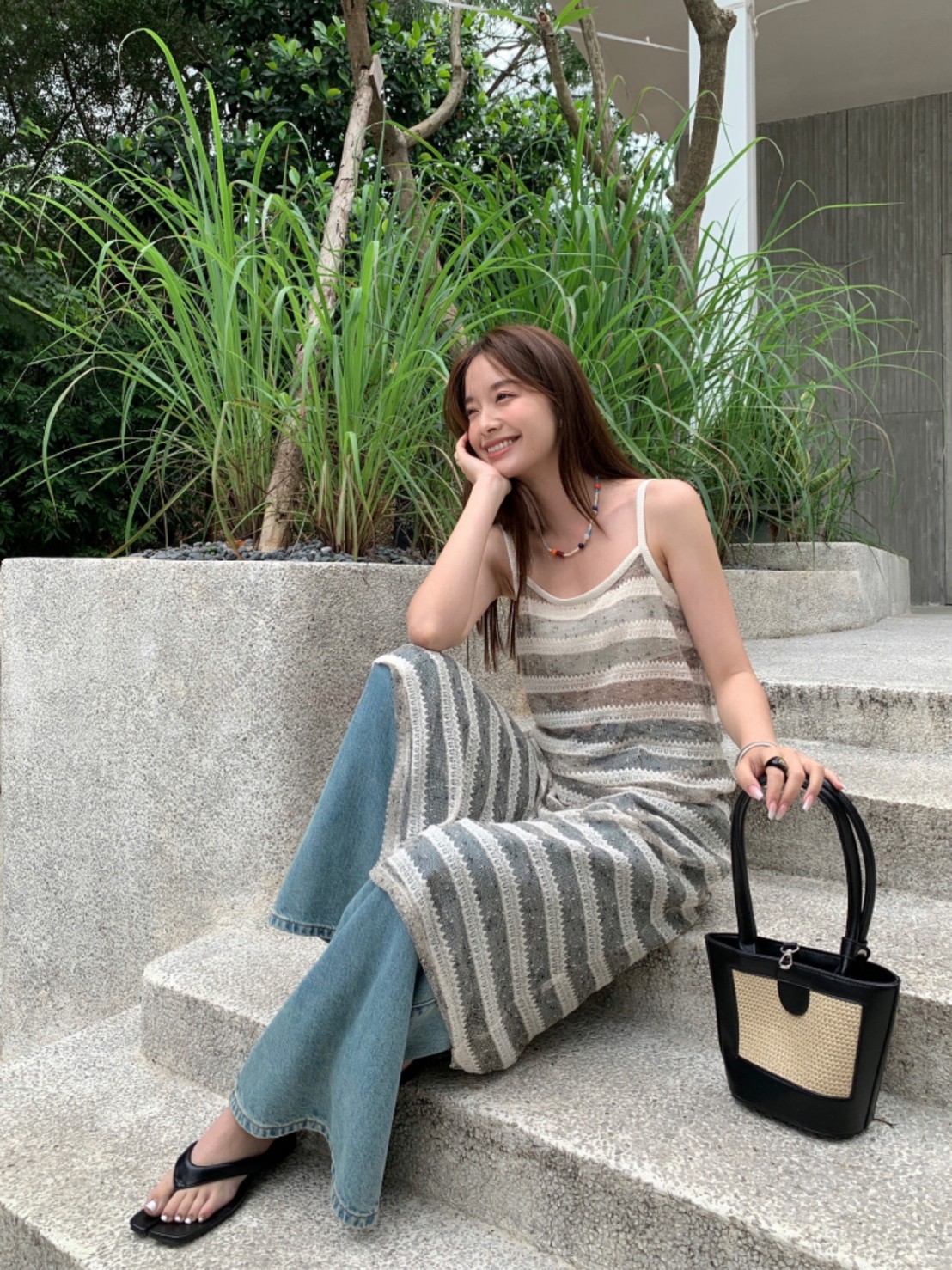 夏外搭吊帶蕾絲微透連衣裙