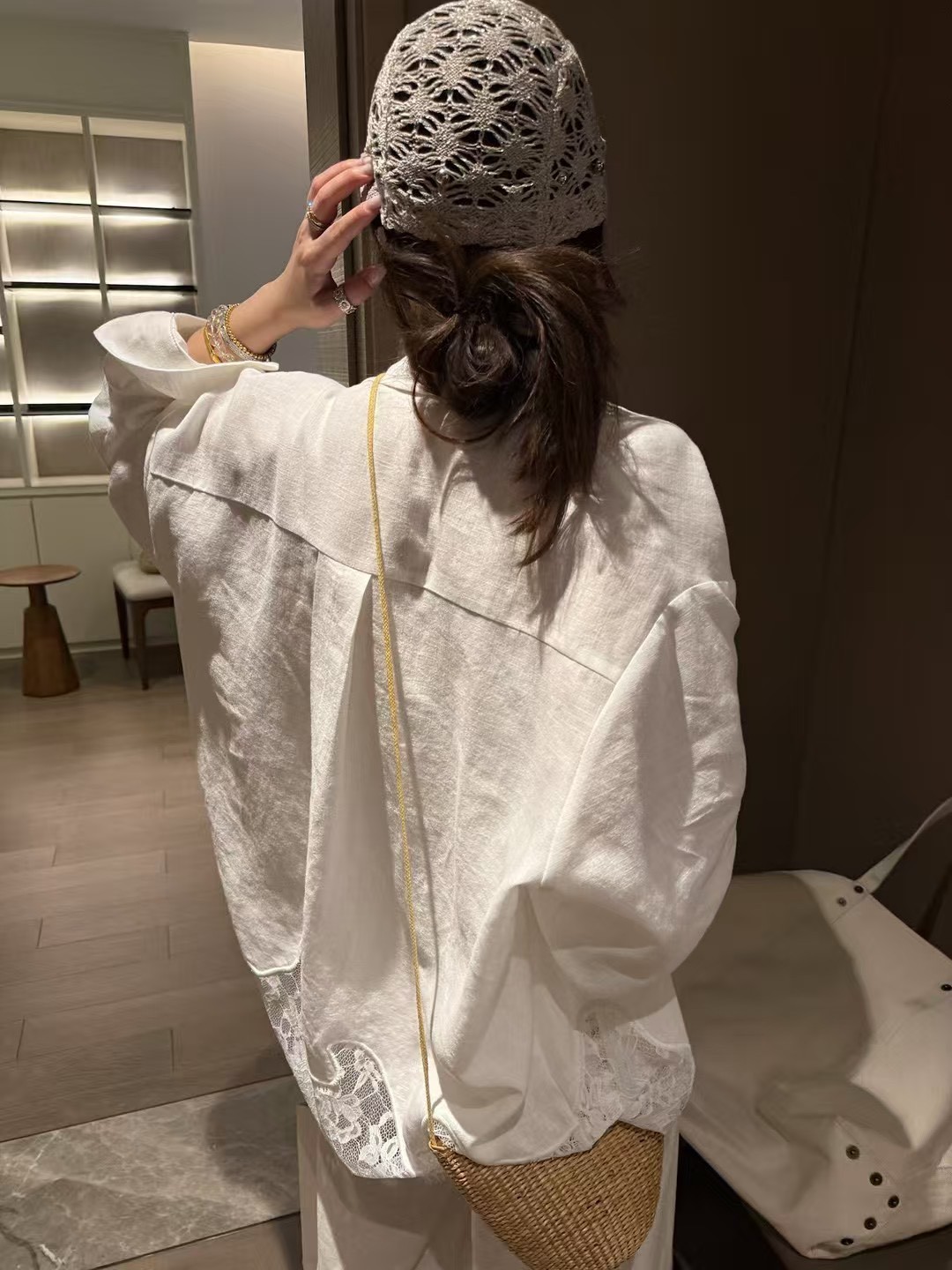 絲亞麻長袖蕾絲拼接防曬罩衫3