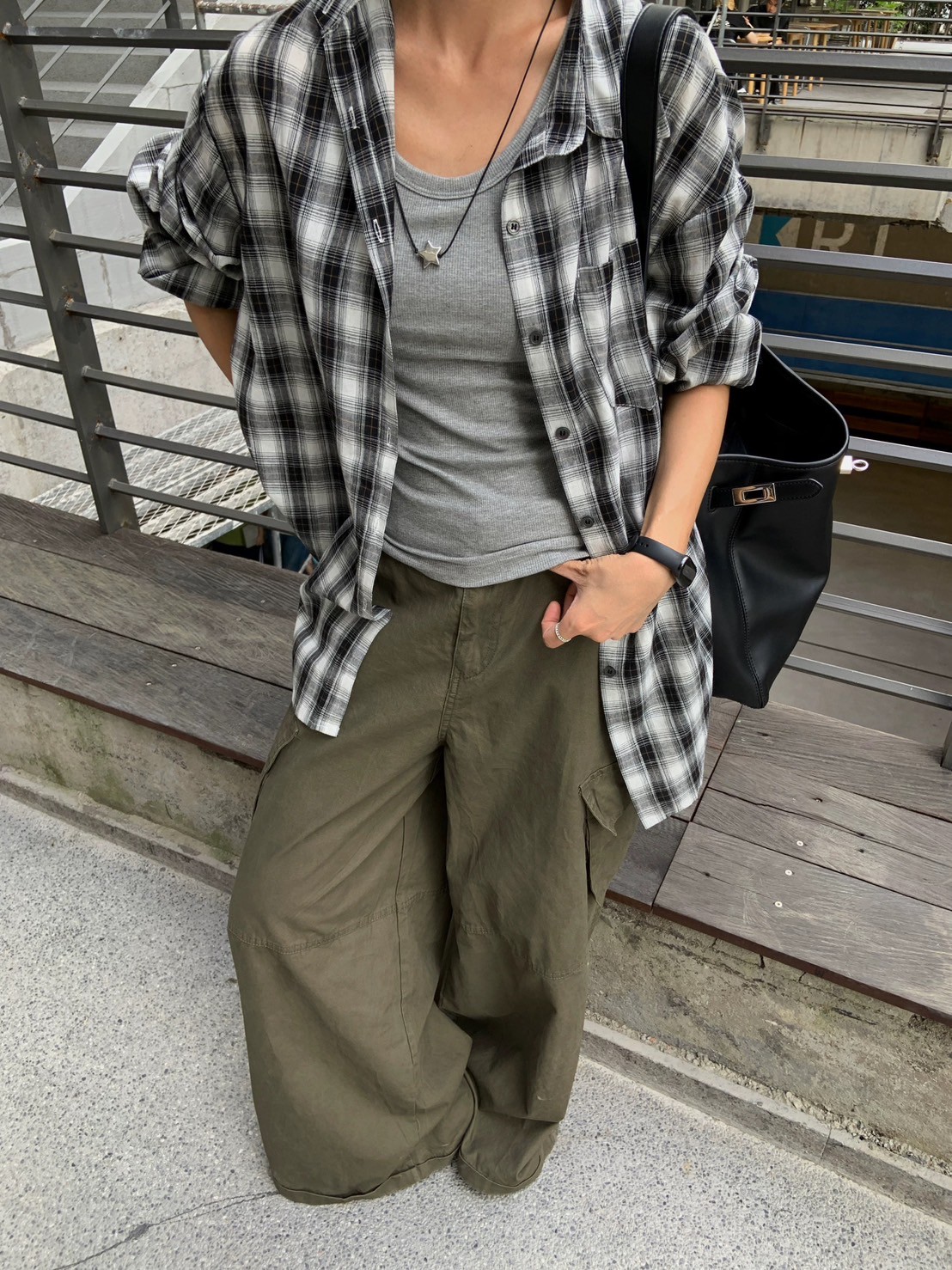 復古格子襯衫百搭長袖襯衫 復古格子襯衫百搭長袖襯衫