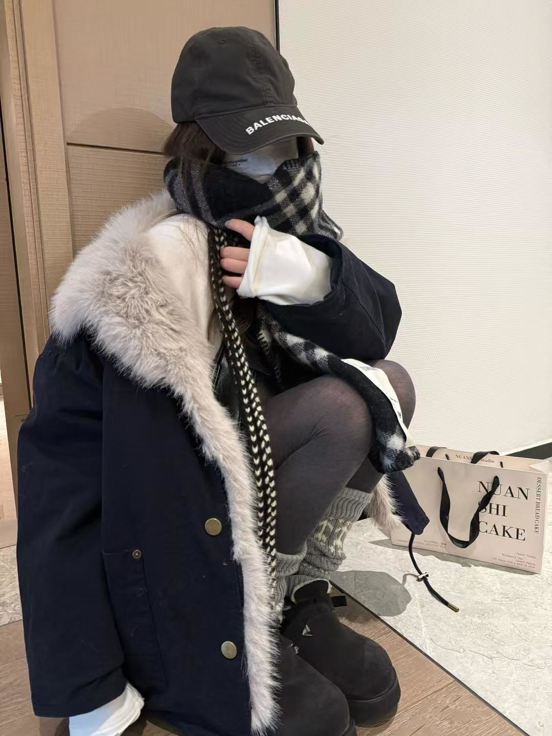 毛毛連帽派克夾棉夾克外套 毛毛連帽派克夾棉夾克外套