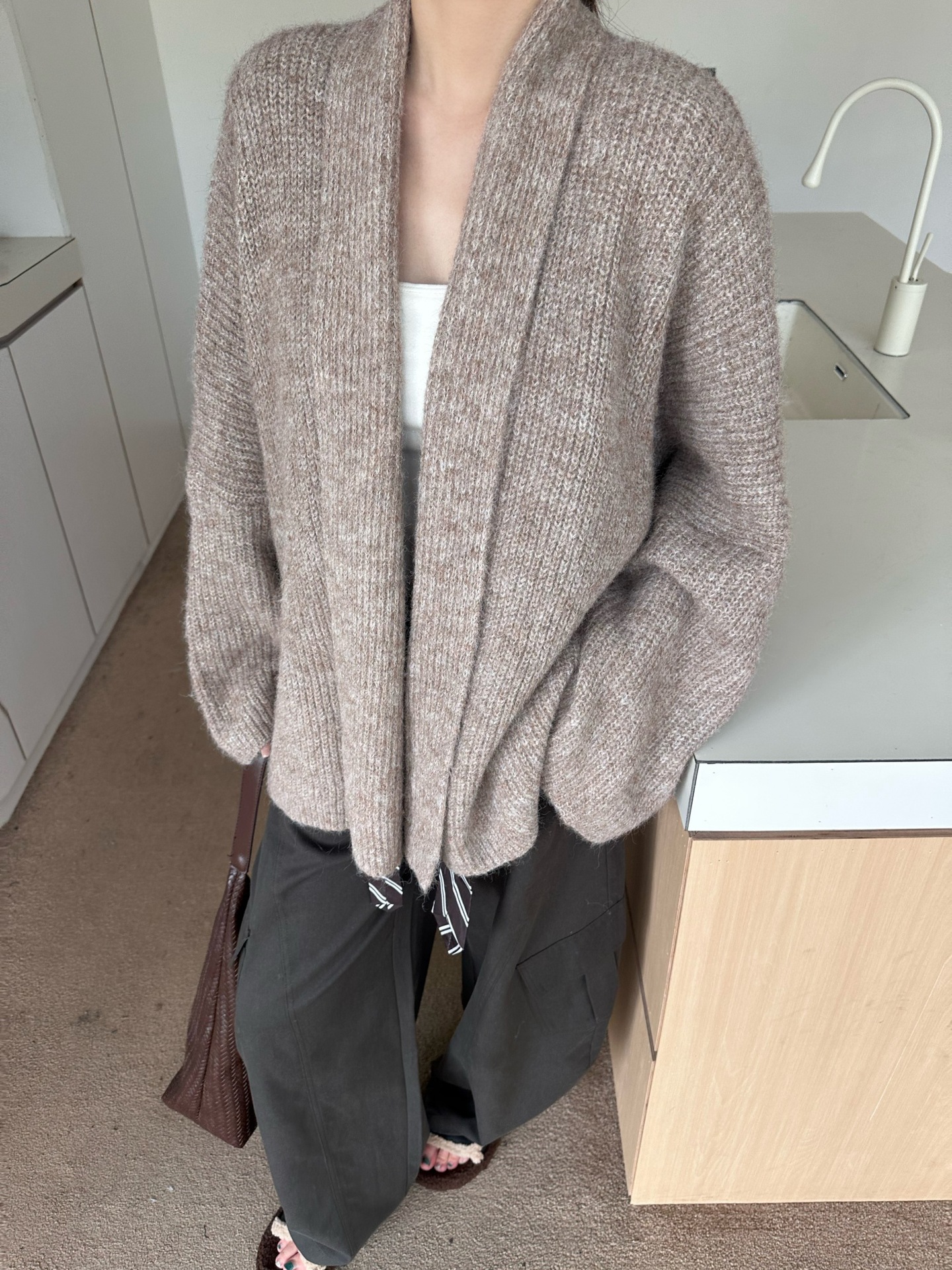 粗針毛衣短軟糯寬鬆鬆開衫