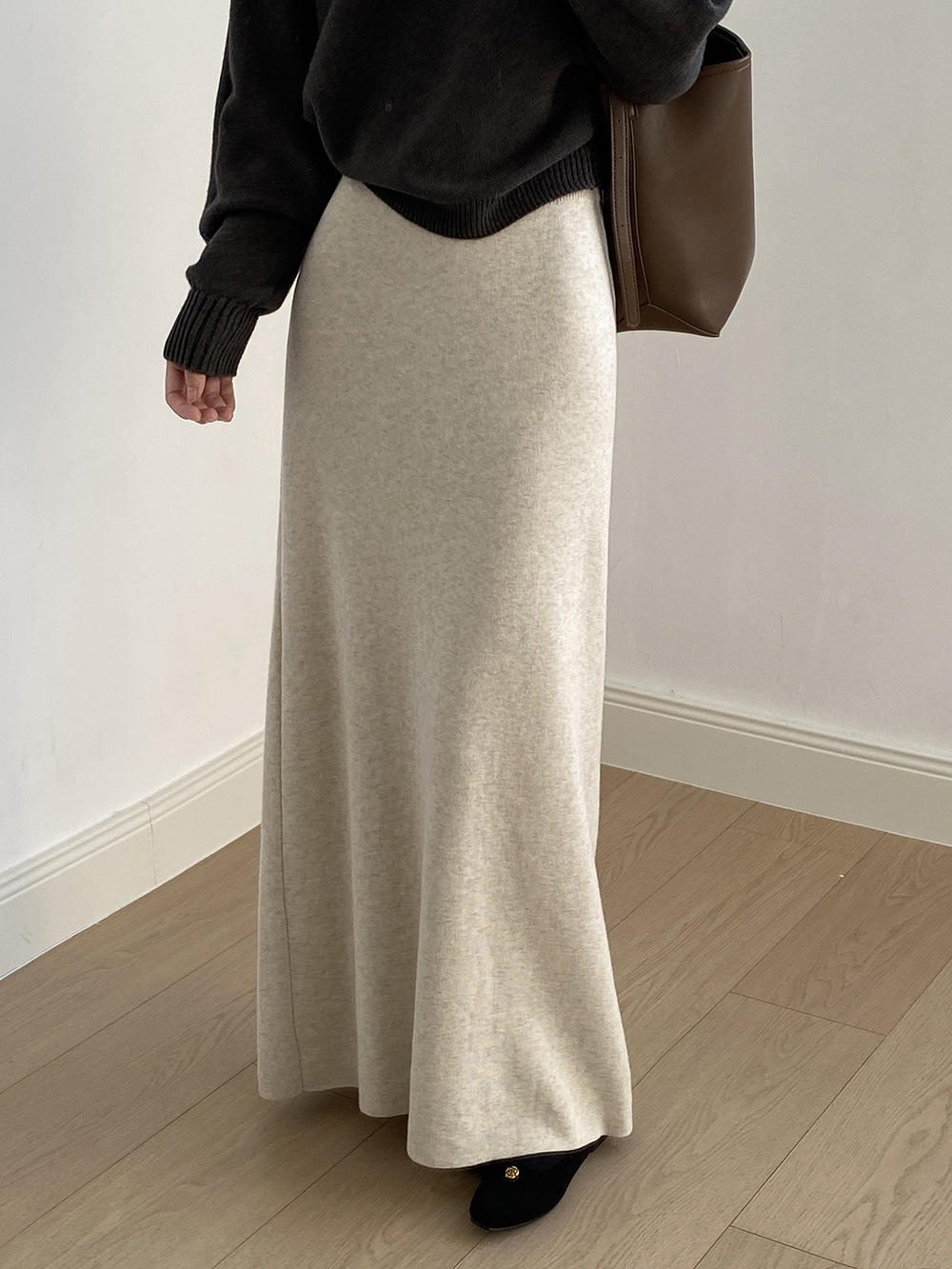 高腰軟糯針織半身包臀裙