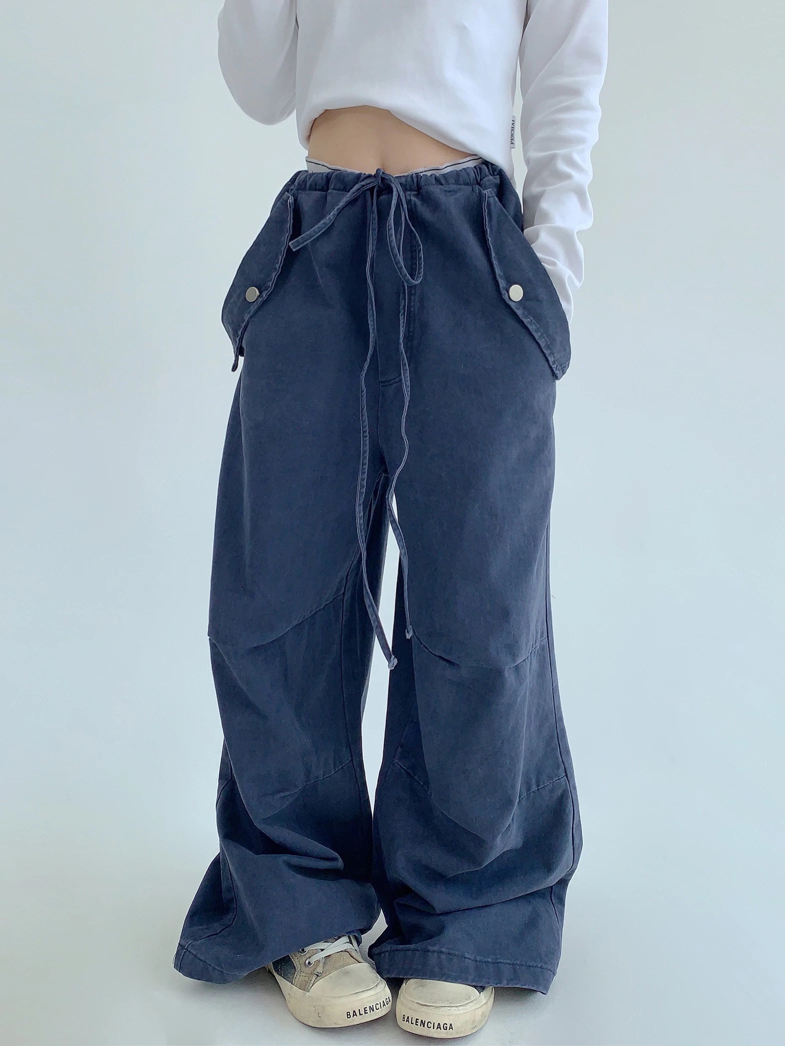 美式復古直筒闊腿褲