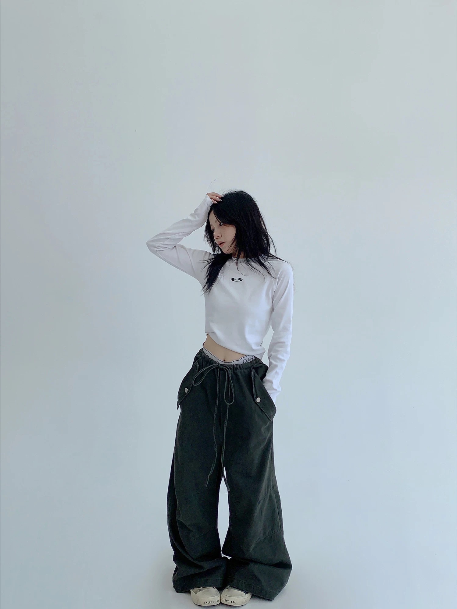 美式復古直筒闊腿褲