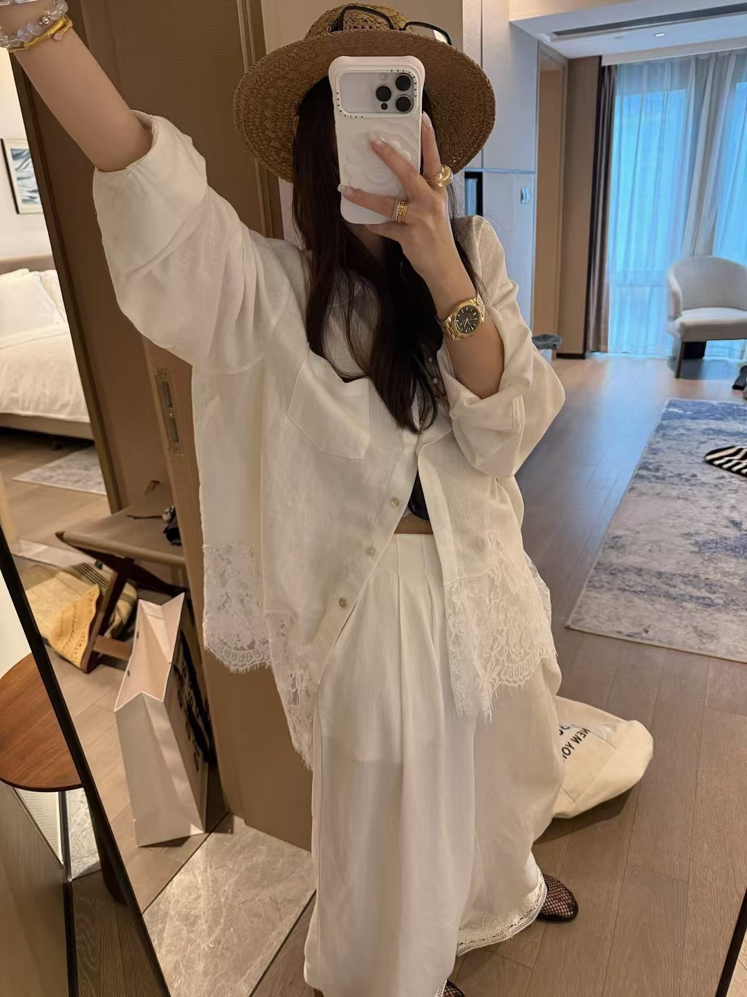 絲亞麻長袖蕾絲拼接防曬罩衫10
