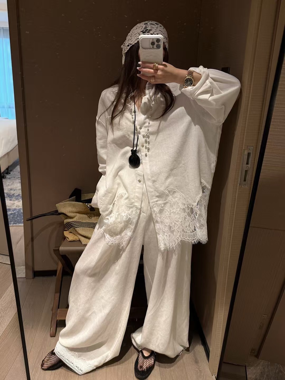 絲亞麻長袖蕾絲拼接防曬罩衫17