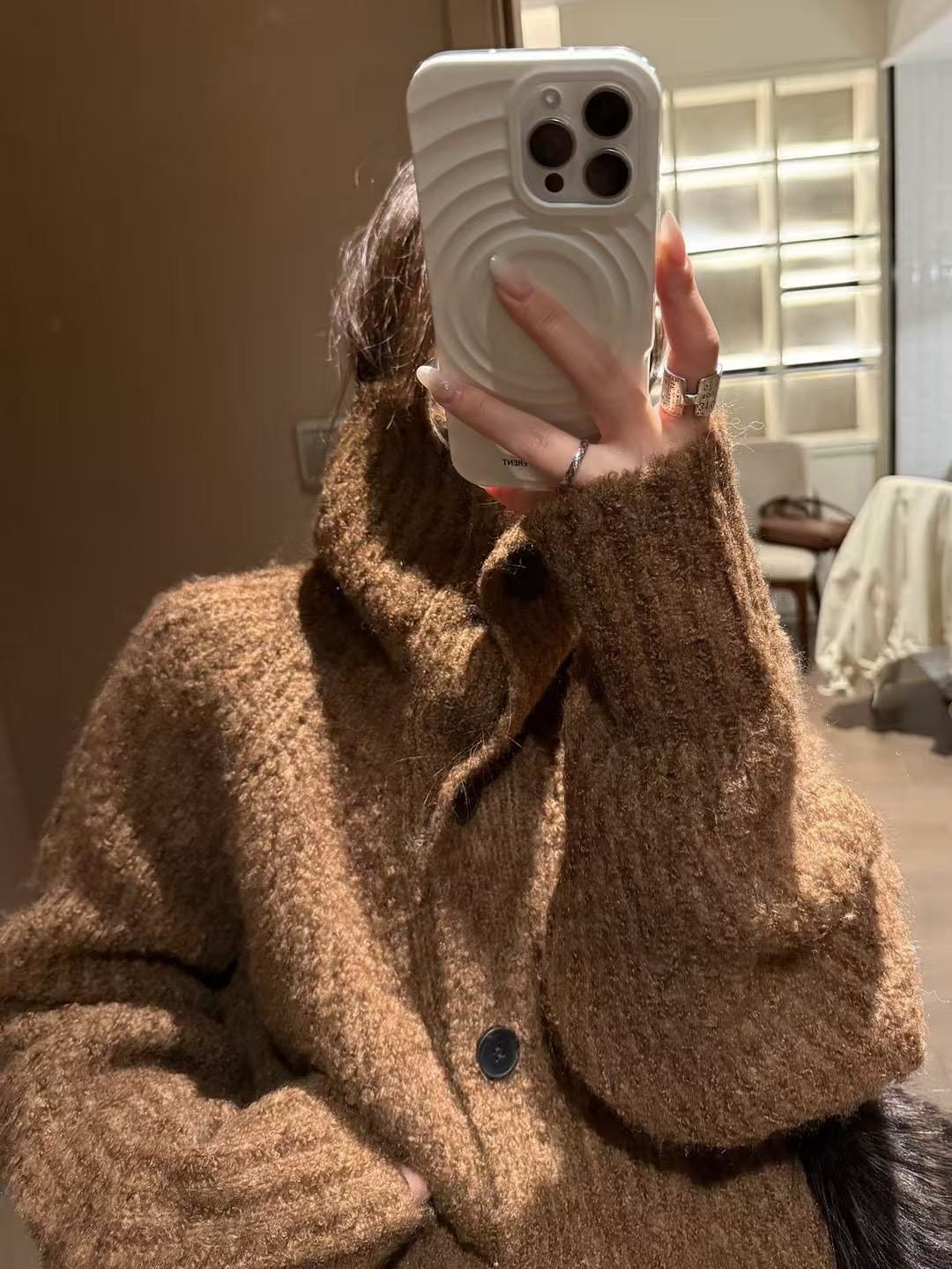 厚實排扣毛圈毛衣大開衫 厚實排扣毛圈毛衣大開衫