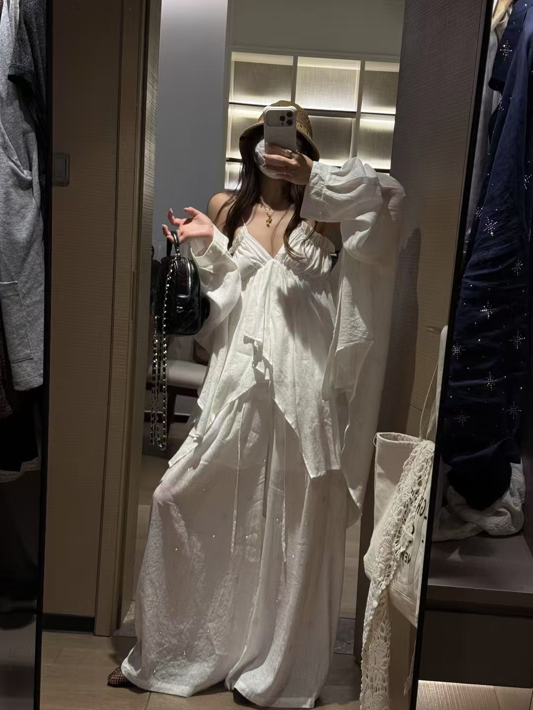 燙鑽不規則吊帶背心亞麻長褲14