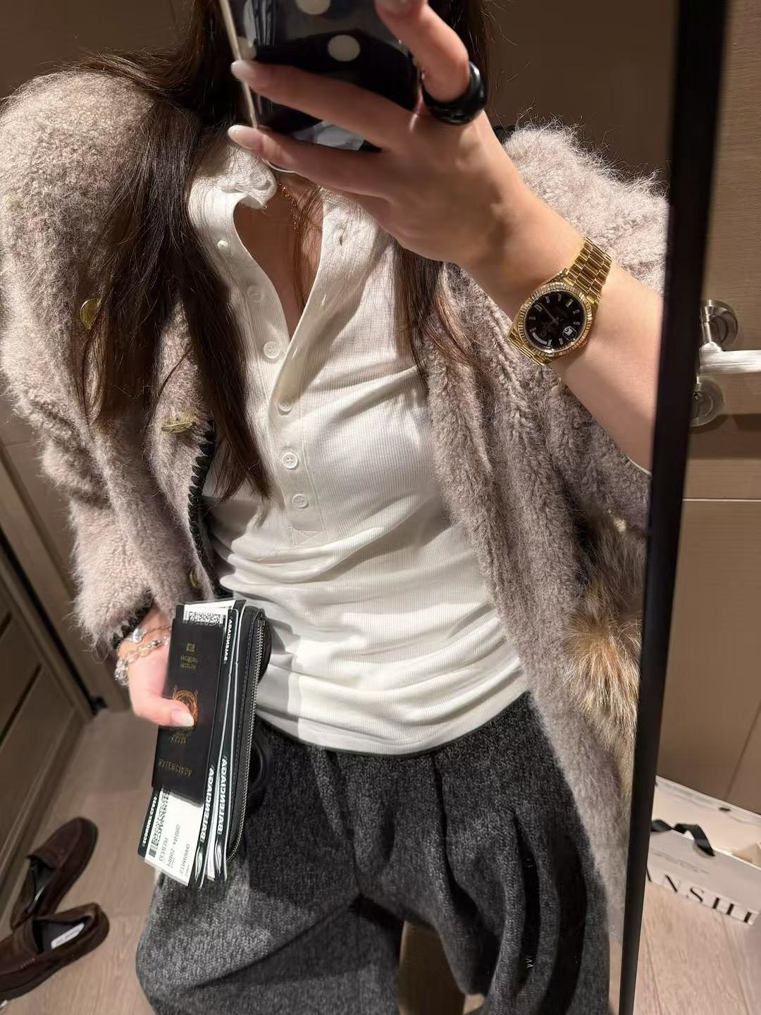 彈力半高領排扣抓絨亨利領T恤 彈力半高領排扣抓絨亨利領T恤