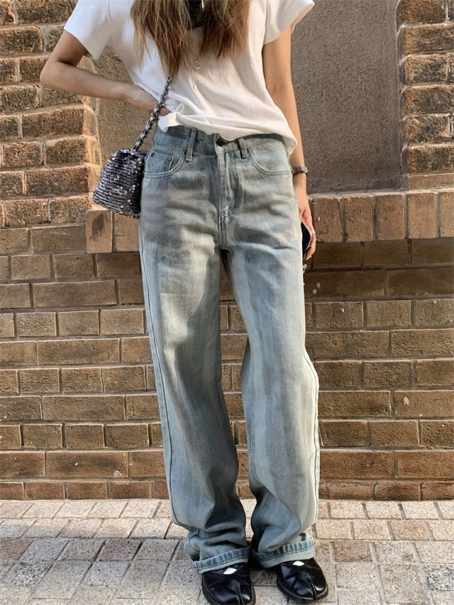 自留好版型不挑人顯腿直髒髒牛仔褲百搭直筒褲