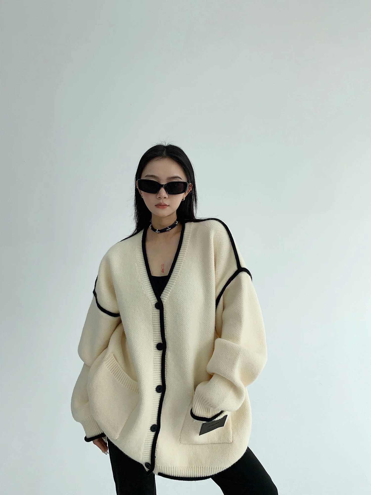 鬆弛感Ｖ領毛衣外套