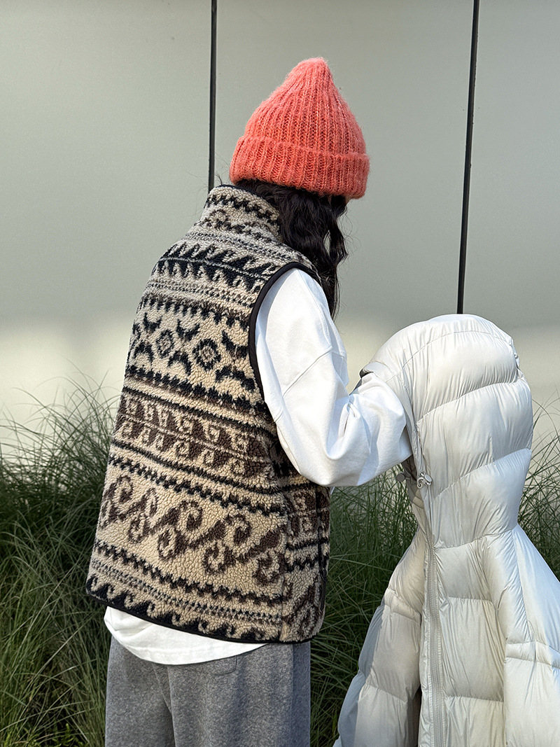 羊羔毛馬甲搖粒絨立領背心