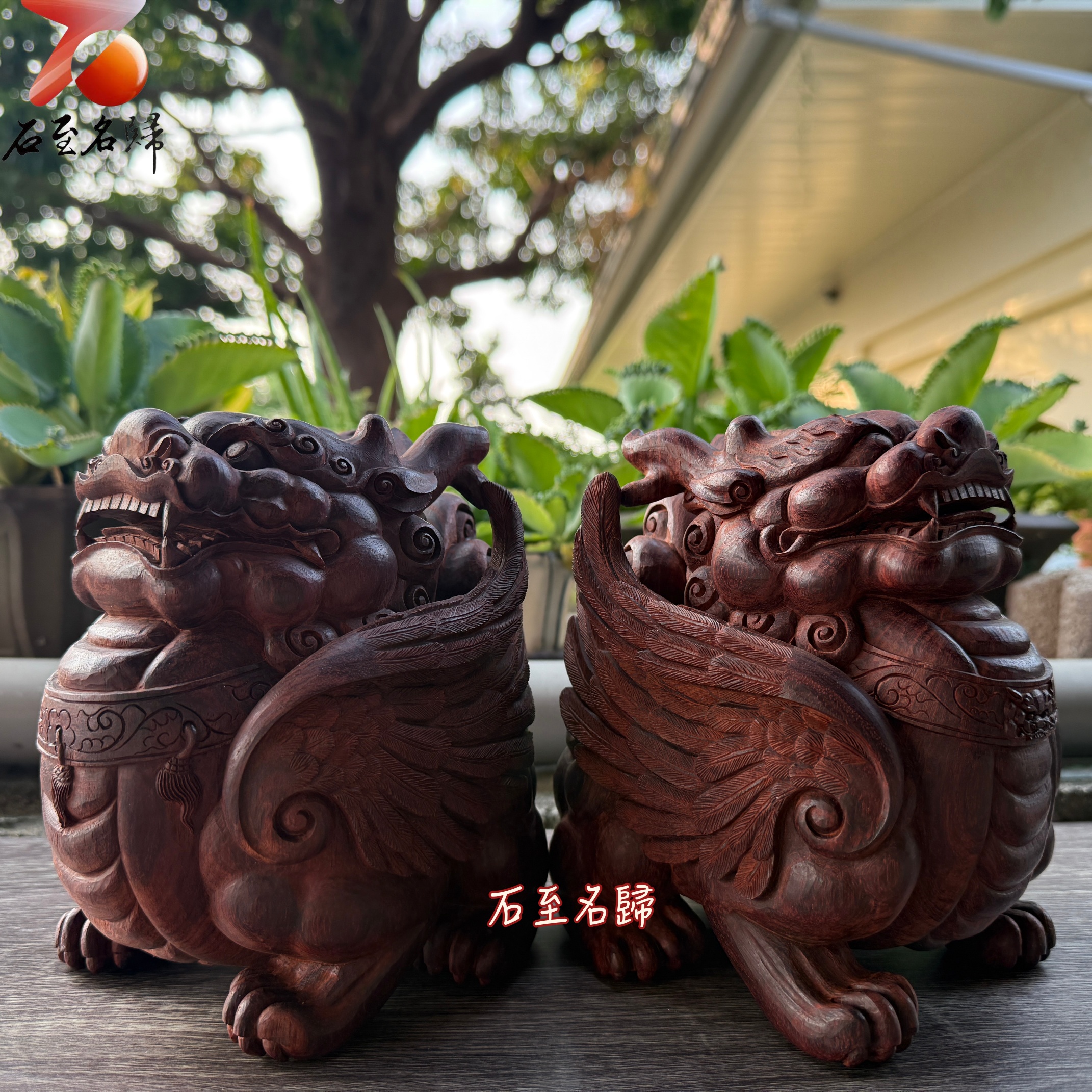 印度小葉紫檀 ‧ 高油密老料 ‧ 魚鱗底手工巨作 【飛天貔貅:一飛衝天】3