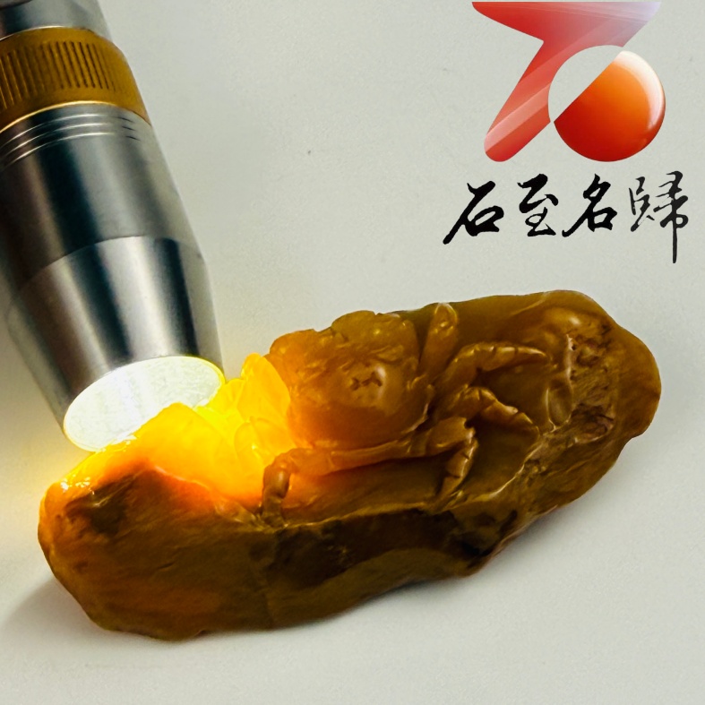 寮國北部田黃石手工精雕 張國民老師作品【金蟹守庫・財聚滿堂】4