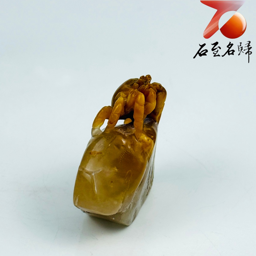 寮國北部田黃石手工精雕 張國民老師作品【金霞瑞甲・八方納財】6