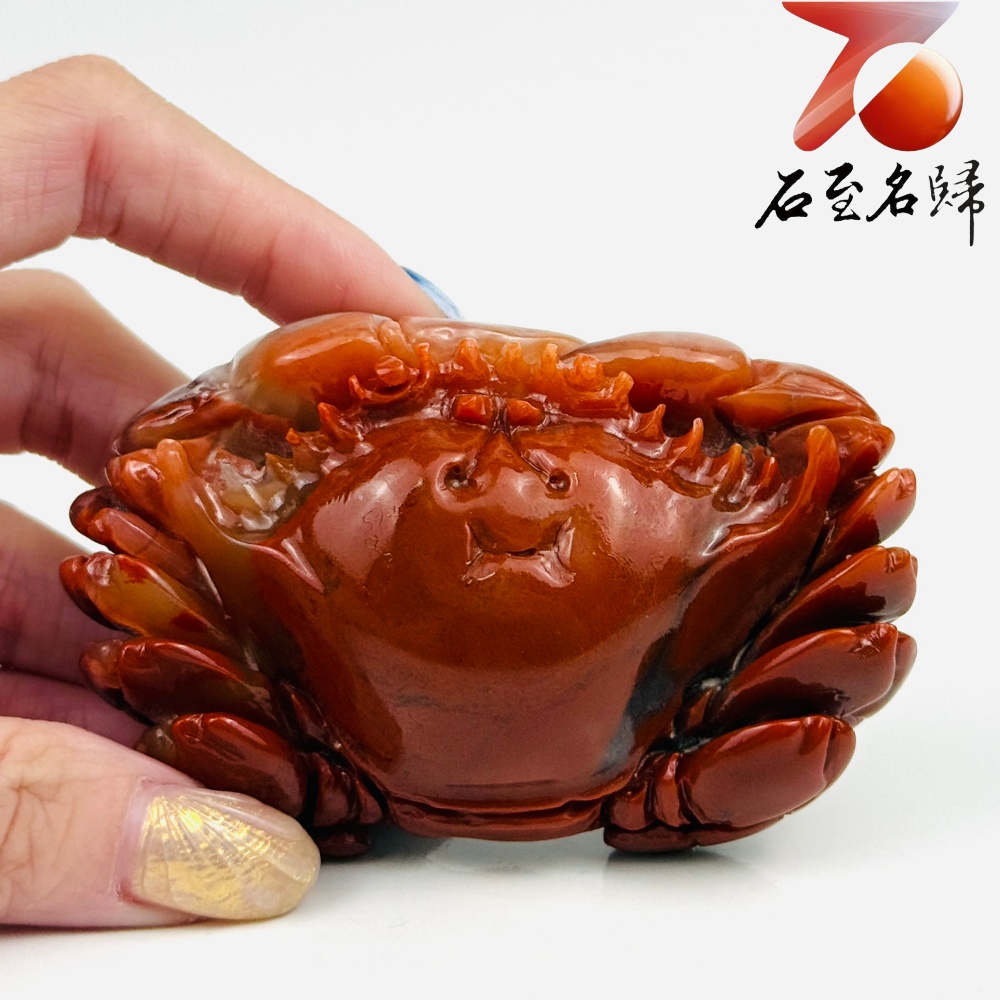 老撾石手工精雕 張國民老師作品【赤甲聚財・八方來財】1
