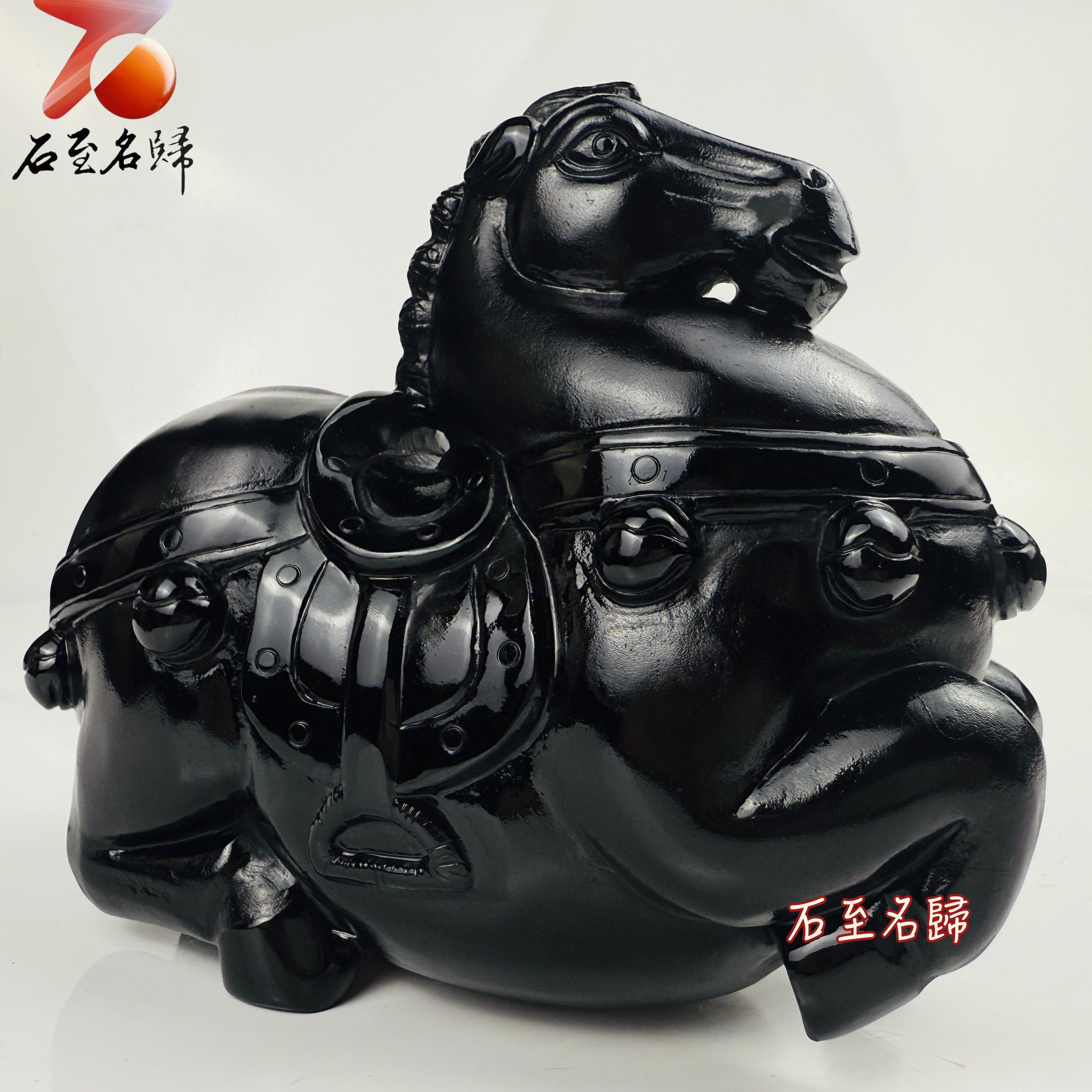 黑曜石重量級雕件【富貴有餘-唐馬】2